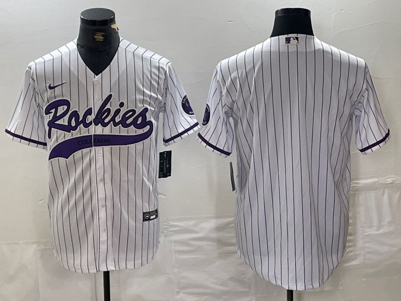 Men Colorado Rockies Blank White Stripe Joint name Nike 2024 MLB Jersey style 1->youth mlb jersey->Youth Jersey